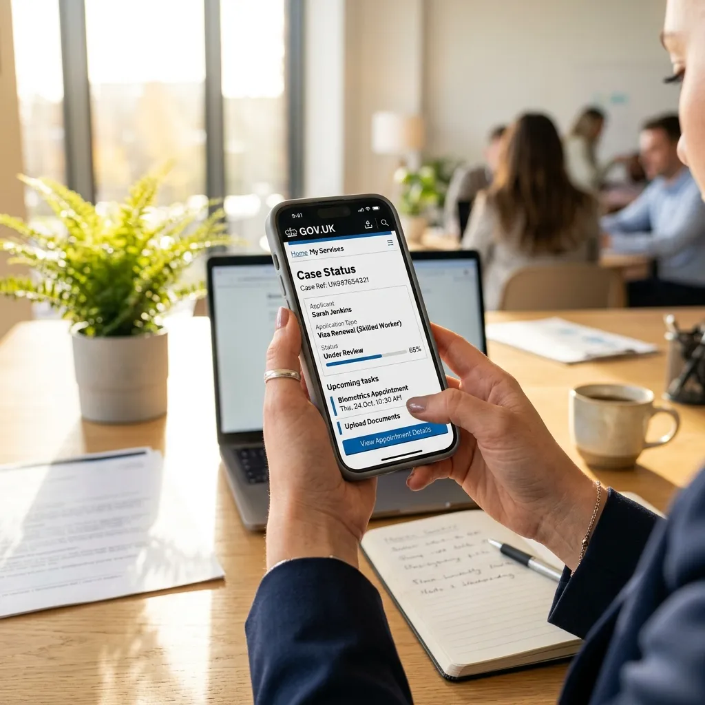Worker using a mobile phone to file a MOHRE labour complaint