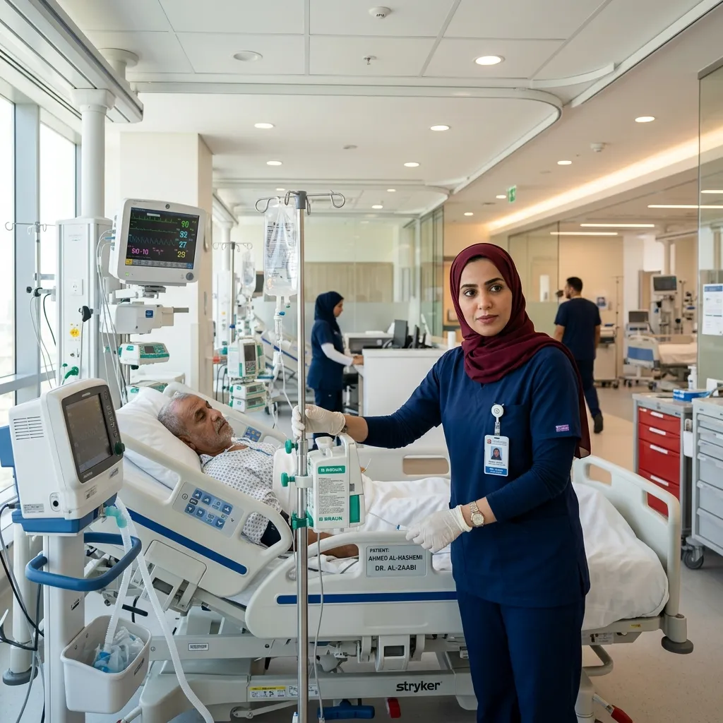 Nurse working in a modern UAE hospital representing salary scale